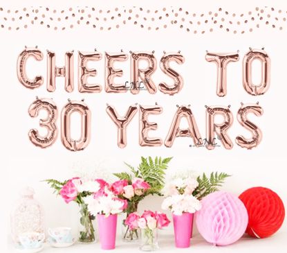 Picture of Cheers To 30 Years Rose Gold Balloons Letters 16"