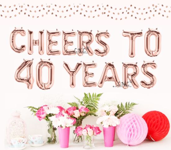 Picture of Cheers To 40 Years Rose Gold Balloons Letters 16"