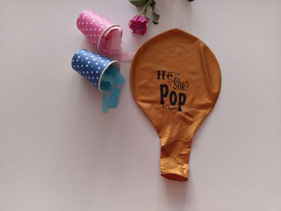 Picture of He Or She What will baby be Gender Reveal Balloons Boy or Girl Baby Shower Confetti