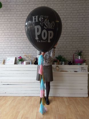 Picture of He Or She What will baby be Gender Reveal Balloons Boy or Girl Baby Shower Confetti