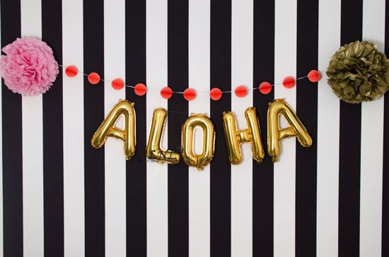 Picture of ALOHA Rose Gold Balloons |Gold | Silver  Letters 16"
