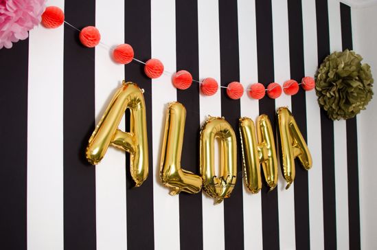 Picture of ALOHA Rose Gold Balloons |Gold | Silver  Letters 16"