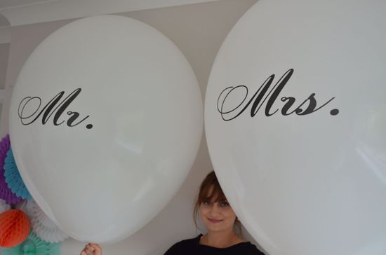 Picture of Mr Mrs Balloons Giant 36 inch 3 feet Round Tassel Tails