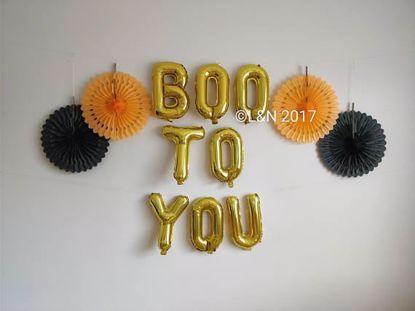 Picture of BOO TO YOU Halloween 16" Foil Mylar Balloons Banner
