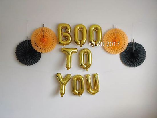 Picture of BOO TO YOU Halloween 16" Foil Mylar Balloons Banner