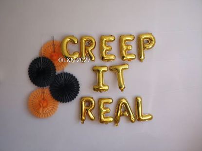 Picture of CREEP IT REAL  Halloween 16" Letters Foil Mylar Balloons Banner Garland