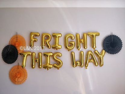 Picture of FRIGHT THIS WAY Halloween 16" Letters Foil Mylar Balloons Banner Garland