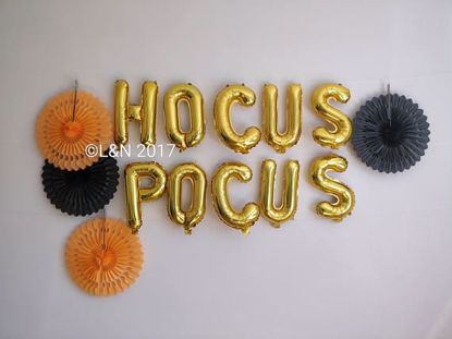 Picture of HOCUS POCUS Halloween 16" Letters Foil Mylar Balloons Banner Garland