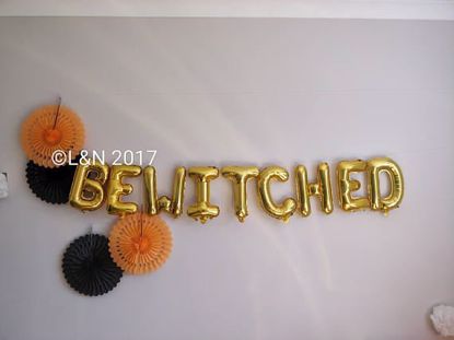 Picture of BEWITCHED Halloween 16" Letters Foil Mylar Balloons Banner Garland
