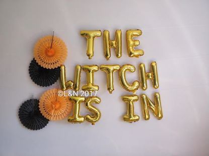 Picture of THE WITCH IS IN Halloween 16" Letters Foil Mylar Balloons Banner Garland