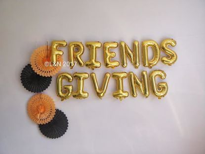 Picture of FRIENDS GIVING Photo Booth  16" Letters Foil Mylar Balloons Banner Garland