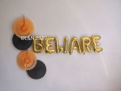 Picture of BEWARE  Halloween 16" Letters Foil Mylar Balloons Banner Garland