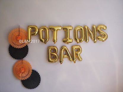 Picture of POTIONS BAR  Halloween 16" Letters Foil Mylar Balloons Banner Garland