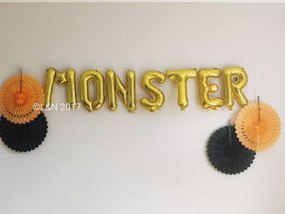 Picture of MONSTER Halloween 16" Letters Foil Mylar Balloons Banner Garland