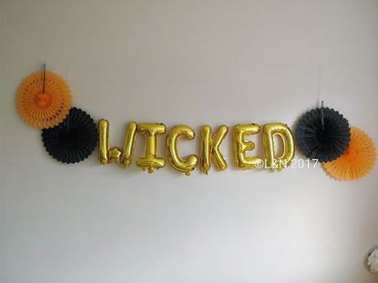 Picture of WICKED Halloween 16" Letters Foil Mylar Balloons Banner Garland