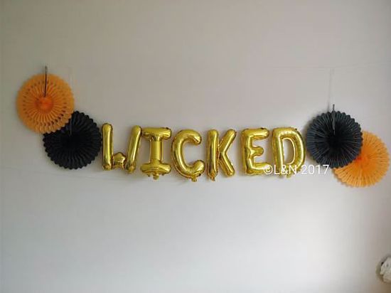 Picture of WICKED Halloween 16" Letters Foil Mylar Balloons Banner Garland