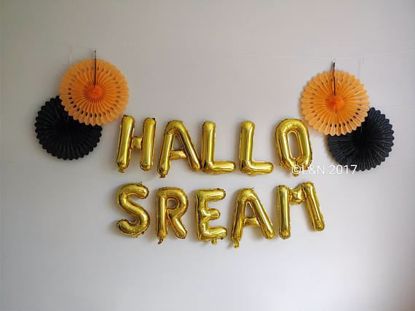 Picture of HALLO SCREAM Halloween 16" Letters Foil Mylar Balloons Banner Garland