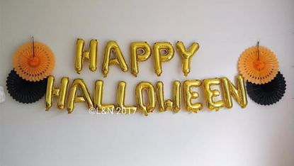 Picture of HAPPY HALLOWEEN Halloween 16" Letters Foil Mylar Balloons Banner Garland