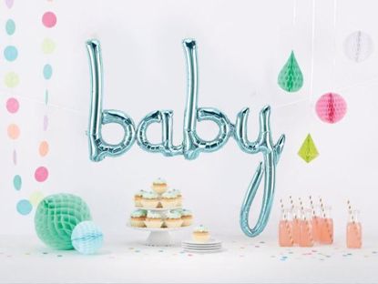 Picture of Baby Blue Script balloon 34 in Gender Reveal Baby Shower