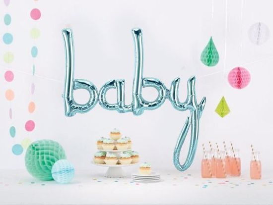 Picture of Baby Blue Script balloon 34 in Gender Reveal Baby Shower