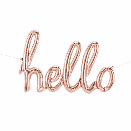 Picture of Hello Rose Gold Script balloon 31 in Gender Reveal Baby Shower