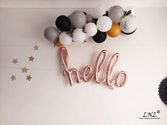 Picture of Hello Rose Gold Script balloon 31 in Gender Reveal Baby Shower