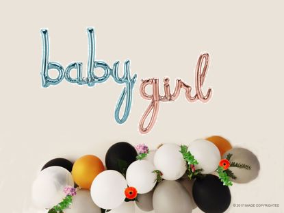 Picture of Baby Girl Blue Script balloon 34 in Gender Reveal Baby Shower