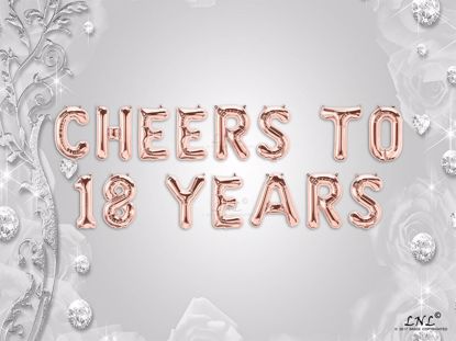 Picture of CHEERS TO 18  YEARS Letter Rose Gold Silver Birthday Balloons