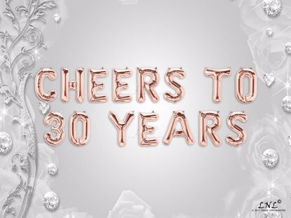 Picture of CHEERS TO 30  YEARS Letter Rose Gold Silver Birthday Balloons