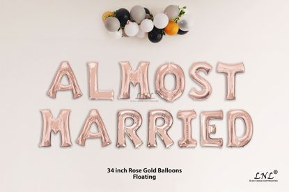 Picture of ALMOST MARRIED Rose Gold Letters 34 Inch Foil Balloons