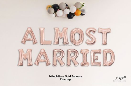 Picture of ALMOST MARRIED Rose Gold Letters 34 Inch Foil Balloons