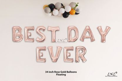 Picture of BEST DAY EVER  Rose Gold Letters 34 Inch Foil Balloons