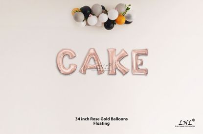 Picture of CAKE  Rose Gold Letters 34 Inch Foil Balloons