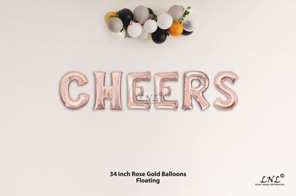 Picture of CHEERS Rose Gold Letters 34 Inch Foil Balloons