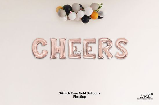 Picture of CHEERS Rose Gold Letters 34 Inch Foil Balloons
