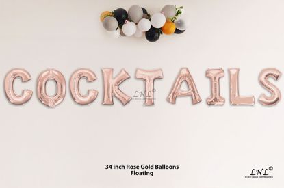 Picture of COCKTAILS Rose Gold Letters 34 Inch Foil Balloons