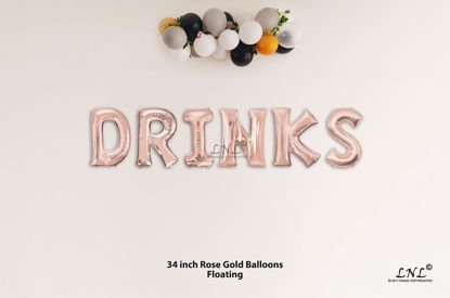 Picture of DRINKS Rose Gold Letters 34 Inch Foil Balloons