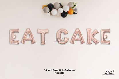 Picture of EAT CAKE Rose Gold Letters 34 Inch Foil Balloons