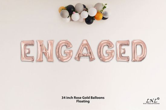 Picture of ENGAGED Rose Gold Letters 34 Inch Foil Balloons