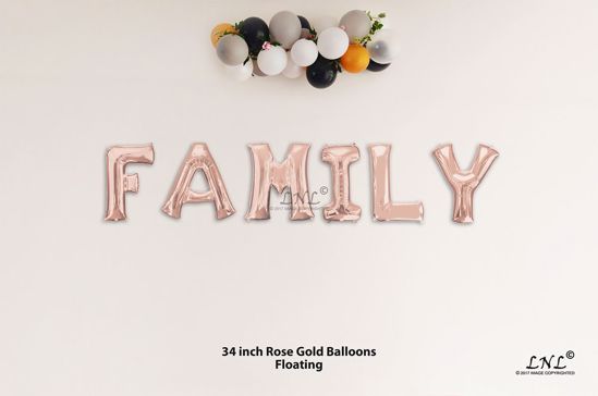 Picture of FAMILY Rose Gold Letters 34 Inch Foil Balloons