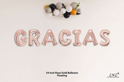 Picture of GRACIAS Rose Gold Letters 34 Inch Foil Balloons