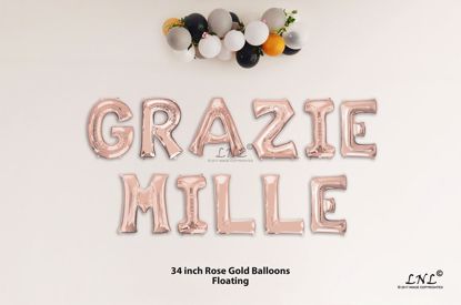 Picture of GRAZIE MILLE Rose Gold Letters 34 Inch Foil Balloons
