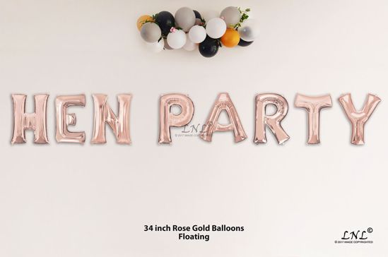 Picture of HEN PARTY Rose Gold Letters 34 Inch Foil Balloons