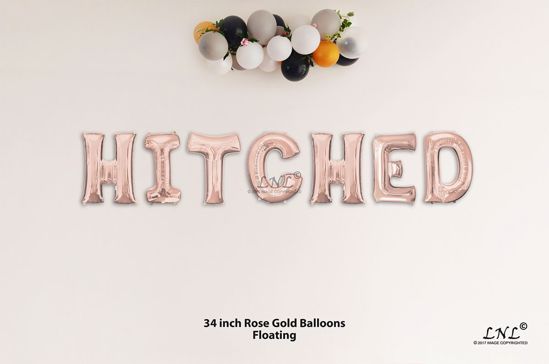 Picture of HITCHED Rose Gold Letters 34 Inch Foil Balloons