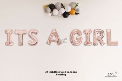 Picture of ITS A GIRL Rose Gold Letters 34 Inch Foil Balloons