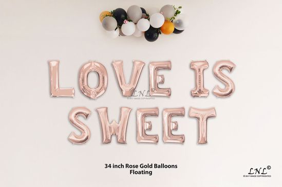 Picture of LOVE IS SWEET Rose Gold Letters 34 Inch Foil Balloons
