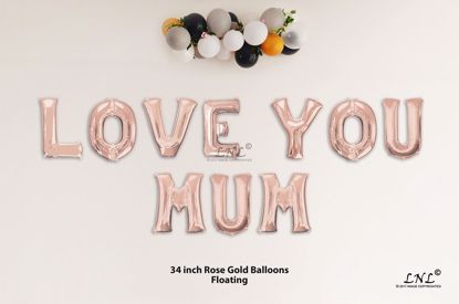 Picture of LOVE YOU MUM Rose Gold Letters 34 Inch Foil Balloons