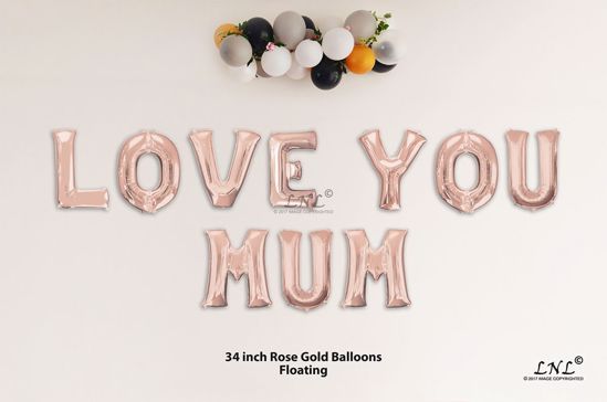 Picture of LOVE YOU MUM Rose Gold Letters 34 Inch Foil Balloons