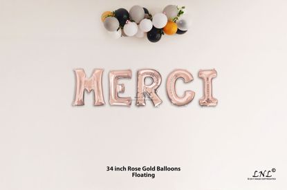 Picture of MERCI Rose Gold Letters 34 Inch Foil Balloons