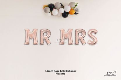 Picture of MR MRS Rose Gold Letters 34 Inch Foil Balloons